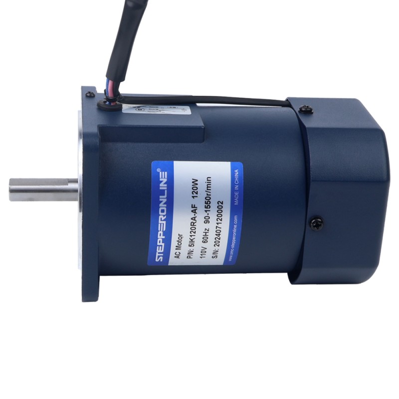 120W 110VAC 60Hz 90-1550RPM 0.72Nm(101.96oz.in) 플랜지 90mm 단상 AC 가변 속도 모터 - 5IK120RA-AF | StepperOnline