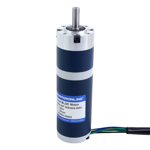 24V 30W 120RPM 기어드 브러시리스 DC 모터 1.90Nm(269.06oz.in)25:1 플래너터리 기어박스 - M42B30-24P-30S/G42-25S1 | StepperOnline