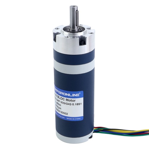 24V 30W 579RPM 기어드 브러시리스 DC 모터 0.45Nm(63.73oz.in) 5.18:1 플래너터리 기어박스 - M42B30-24P-30S/G42-5.18S1 | StepperOnline
