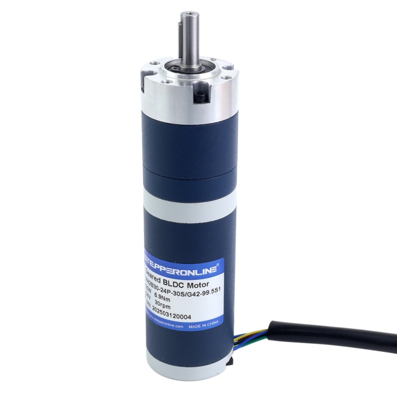 24V 30W 30RPM 기어드 브러시리스 DC 모터 6.90Nm(977.12oz.in) 99.5:1 플래너터리 기어박스 - M42B30-24P-30S/G42-99.5S1 | StepperOnline