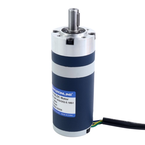 24V 60W 579RPM 기어드 브러시리스 DC 모터 0.90Nm(127.45oz.in) 5.18:1 플래너터리 기어박스 - M52B60-24P-30S/G52-5.18S1 | StepperOnline