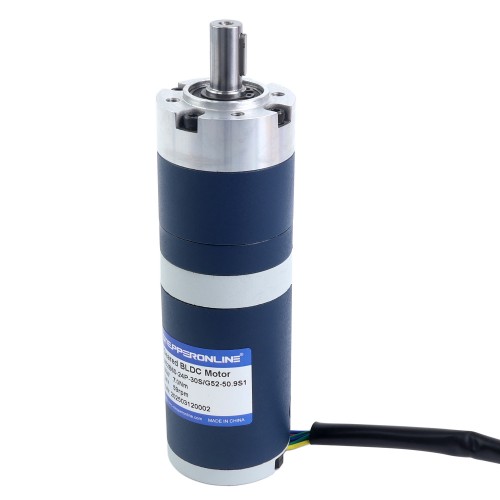 24V 60W 58.9RPM 기어드 브러시리스 DC 모터 7.00Nm(991.28oz.in) 50.9:1 플래너터리 기어박스 - M52B60-24P-30S/G52-50.9S1 | StepperOnline