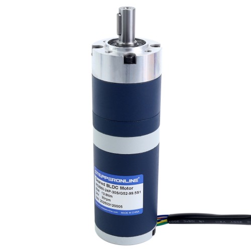24V 60W 30.1RPM 기어드 브러시리스 DC 모터 13.80Nm(1954.24oz.in) 99.5:1 플래너터리 기어박스 - M52B60-24P-30S/G52-99.5S1 | StepperOnline