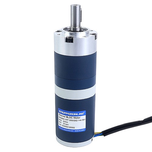 24V 90W 20.7RPM 기어드 브러시리스 DC 모터 30.00Nm(4248.35oz.in) 144.5:1 플래너터리 기어박스 - M62B90-24P-30S/G62-144.5S1 | StepperOnline