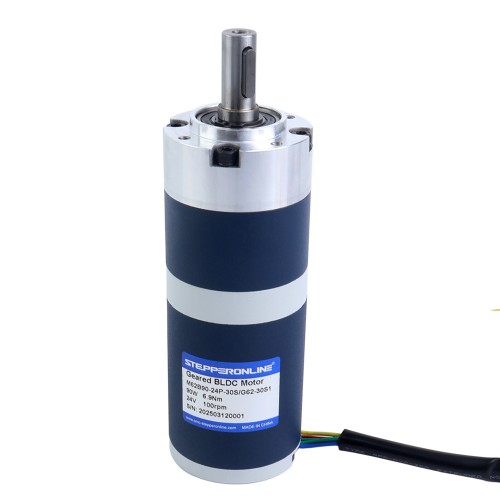 24V 90W 100RPM 기어드 브러시리스 DC 모터 6.90Nm(977.12oz.in) 30:1 플래너터리 기어박스 - M62B90-24P-30S/G62-30S1 | StepperOnline