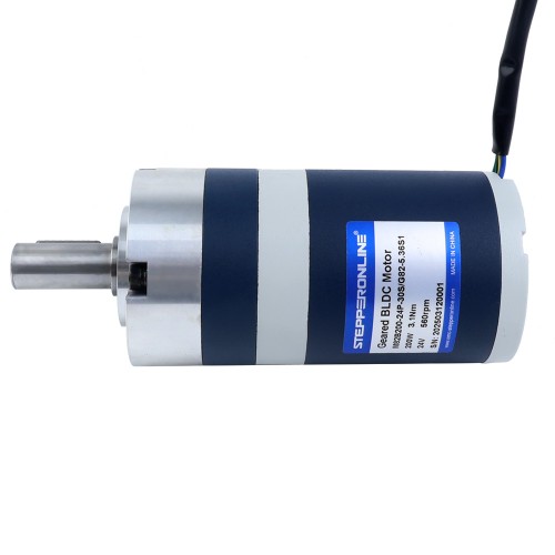 24V 200W 560RPM 기어드 브러시리스 DC 모터 3.10Nm(439.00oz.in) 5.36:1 플래너터리 기어박스 - M82B200-24P-30S/G82-5.36S1 | StepperOnline