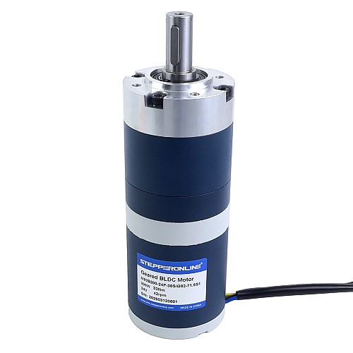 24V 200W 42RPM 기어드 브러시리스 DC 모터 33.00Nm(4673.18oz.in) 71.5:1 플래너터리 기어박스 - M82B200-24P-30S/G82-71.5S1 | StepperOnline