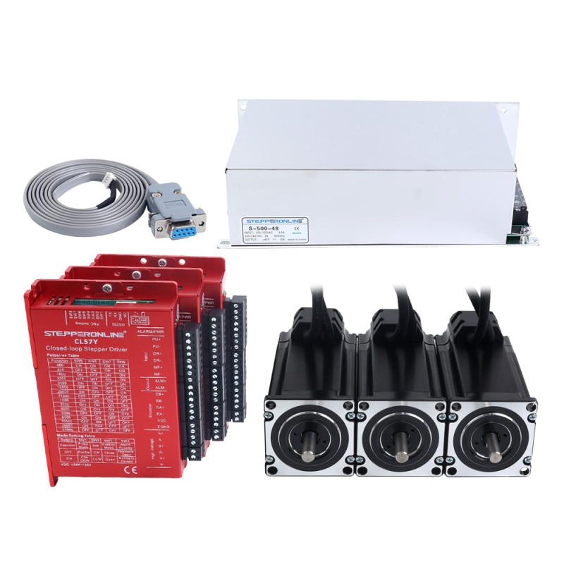 YS 시리즈 3축 클로즈드 루프 스테퍼 모터 CNC 키트 V2.0 3.00Nm(424.83oz.in) Nema 23 모터 1.5m 케이블 & 전원 공급 장치 포함 - 3-CLYS30-1M5-V20 | StepperOnline