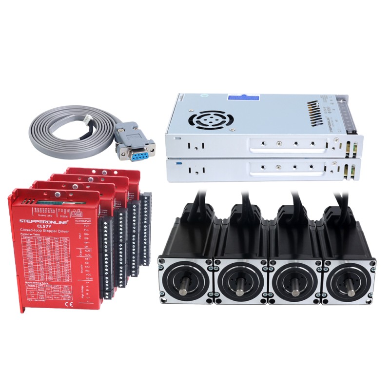 YS 시리즈 4축 클로즈드 루프 스테퍼 모터 CNC 키트 V2.0 3.00Nm(424.83oz.in) Nema 23 모터 1.5m 케이블 & 전원 공급 장치 포함 - 4-CLYS30-1M5-V20 | StepperOnline