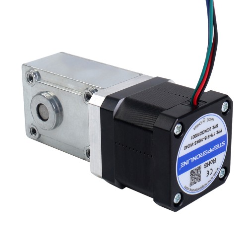 Nema 17 스테퍼 모터 L=39mm 1.68A 기어비 40:1 사각 웜 기어박스 - 17HS15-1684S-WG40 | StepperOnline