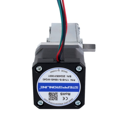 Nema 17 스테퍼 모터 L=39mm 1.68A 기어비 40:1 사각 웜 기어박스 - 17HS15-1684S-WG40 | StepperOnline