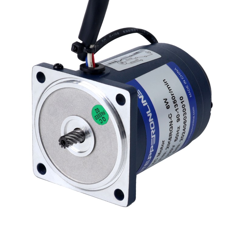 6W 220VAC 50Hz 18-270RPM 0.18Nm(25.49oz.in) 플랜지 60mm 스퍼 기어박스 단상 AC 가변 속도 모터 - 2IK6RGN-C/2GN5K | StepperOnline