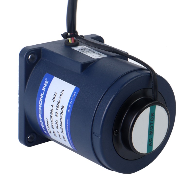 40W 110VAC 60Hz 4.5-77.5RPM 3.38Nm(478.65oz.in) 플랜지 90mm 스퍼 기어박스 단상 AC 가변 속도 모터 - 5IK40RGN-A/5GN20K | StepperOnline