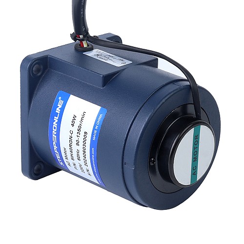 40W 220VAC 50Hz 9-135RPM 2.38Nm(337.04oz.in) 플랜지 90mm 스퍼 기어박스 단상 AC 가변 속도 모터 - 5IK40RGN-C/5GN10K | StepperOnline