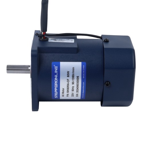 60W 220VAC 50Hz 90-1350RPM 0.45Nm(63.72oz.in) 플랜지 90mm 단상 AC 가변 속도 모터 - 5IK60RA-CF | StepperOnline