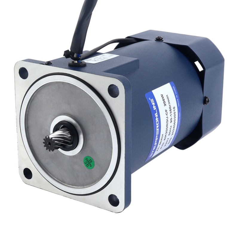 200W 220VAC 50Hz 0.9-13.5RPM 60.00Nm(8496.6oz.in) 플랜지 104mm 직각 기어박스 단상 AC 가변 속도 모터 - 6IK200RGU-CF/6GU100RT | StepperOnline