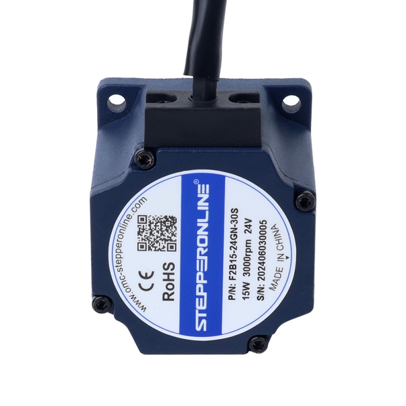 24V 15W 150RPM 기어박스가 있는 브러시리스 DC 모터 0.70Nm(99.13oz.in) 20:1 스퍼 기어박스 - F2B15-24GN-30S/2GN20K | StepperOnline