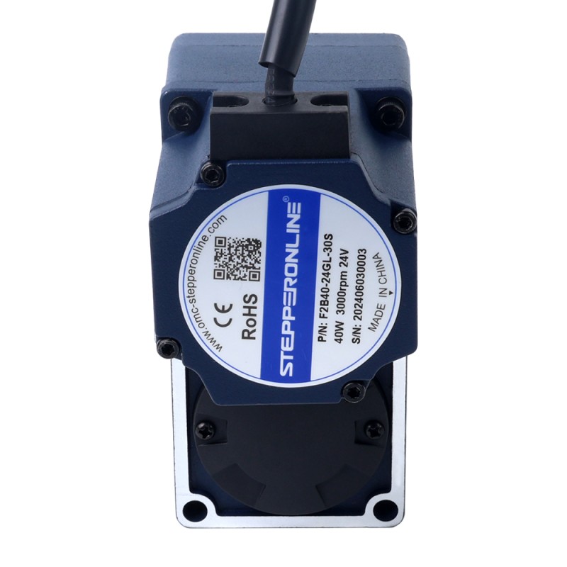 24V 40W 100RPM 2.80Nm(396.51oz.in) 30:1 기어드 브러시리스 DC 모터 중공축 병렬 기어박스 - F2B40-24GL-30S/2GL30RC | StepperOnline UK