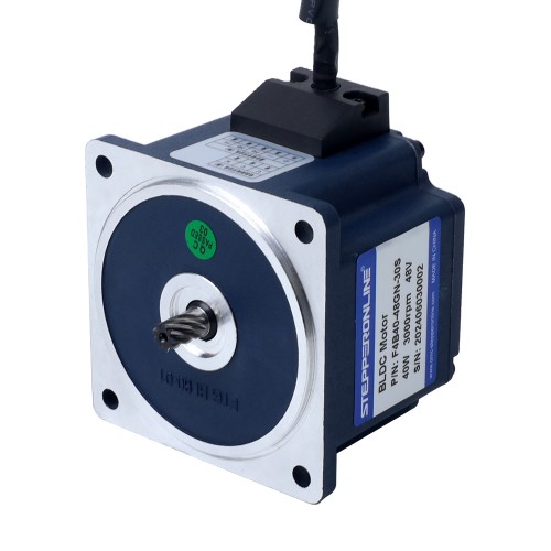 48V 40W 100RPM 기어박스가 있는 브러시리스 DC 모터 2.79Nm(395.10oz.in) 30:1 스퍼 기어박스 - F4B40-48GN-30S/4GN30K | StepperOnline