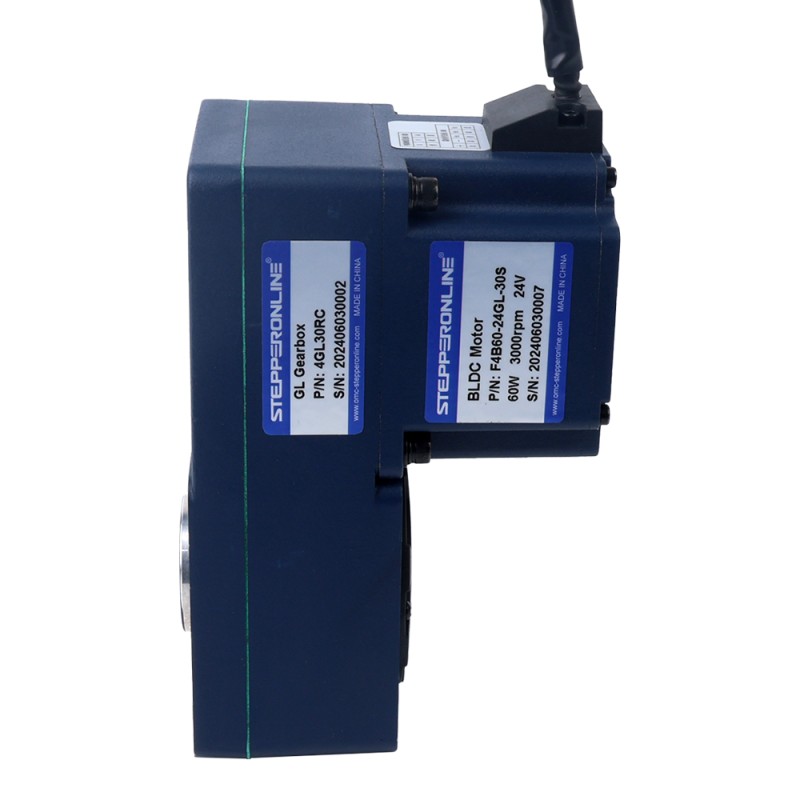 24V 60W 100RPM 4.20Nm(594.77oz.in) 30:1 기어드 브러시리스 DC 모터 중공축 병렬 기어박스 - F4B60-24GL-30S/4GL30RC | StepperOnline UK