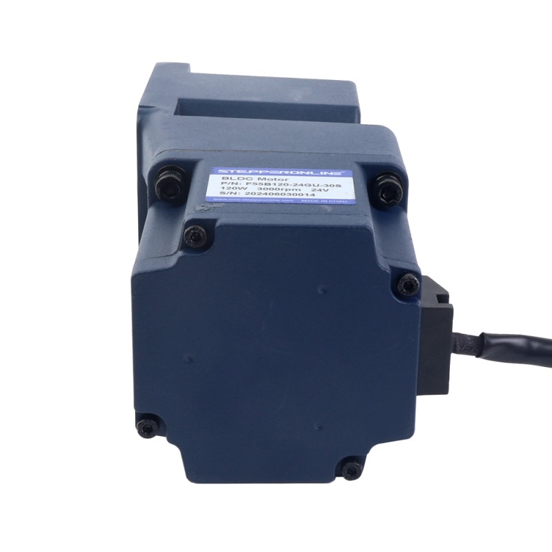 24V 120W 60RPM 기어드 BLDC 모터 11.63Nm(1647.32oz.in) 50:1 직각 기어박스 - F55B120-24GU-30S/5GU50RC | StepperOnline 24V 120W 60RPM 기어드 BLDC 모터 11.63Nm(1647.32oz.in) 50:1 직각 기어박스 - F55B120-24GU-30S/5GU50RC | StepperOnline