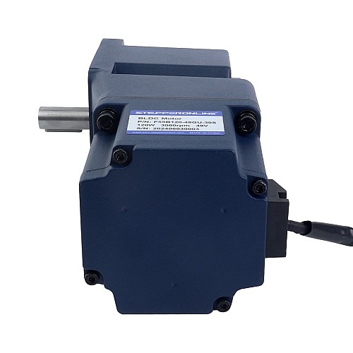 24V 120W 100RPM 기어드 BLDC 모터 8.00Nm(1132.90oz.in) 30:1 직각 기어박스 - F55B120-24GU-30S/5GU30RT | StepperOnline