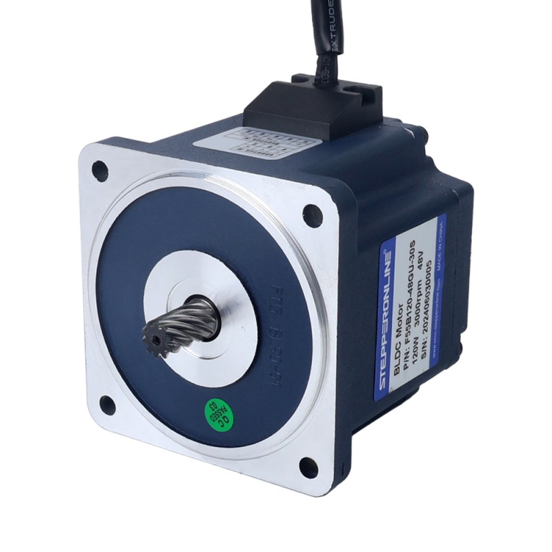 48V 120W 600RPM 기어박스가 있는 브러시리스 DC 모터 1.55Nm(219.50oz.in) 5:1 스퍼 기어박스 - F55B120-48GU-30S/5GU5KB | StepperOnline