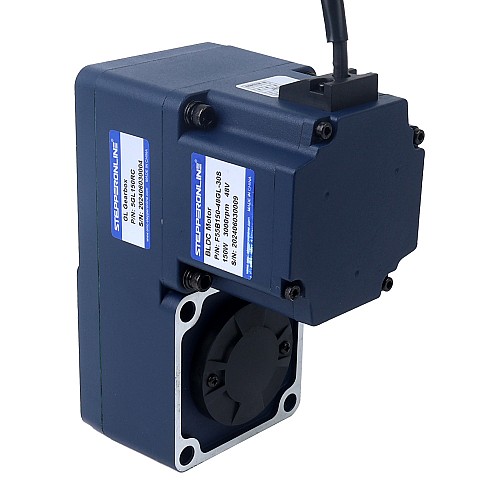 48V 150W 20RPM 50.00Nm(7080.58oz.in) 150:1 기어드 브러시리스 DC 모터 중공축 병렬 기어박스 - F55B150-48GL-30S/5GL150RC | StepperOnline UK