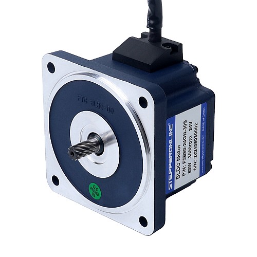 24V 60W 300RPM 기어박스가 있는 브러시리스 DC 모터 1.55Nm(219.50oz.in) 10:1 스퍼 기어박스 - F5B60-24GN-30S/5GN10K | StepperOnline