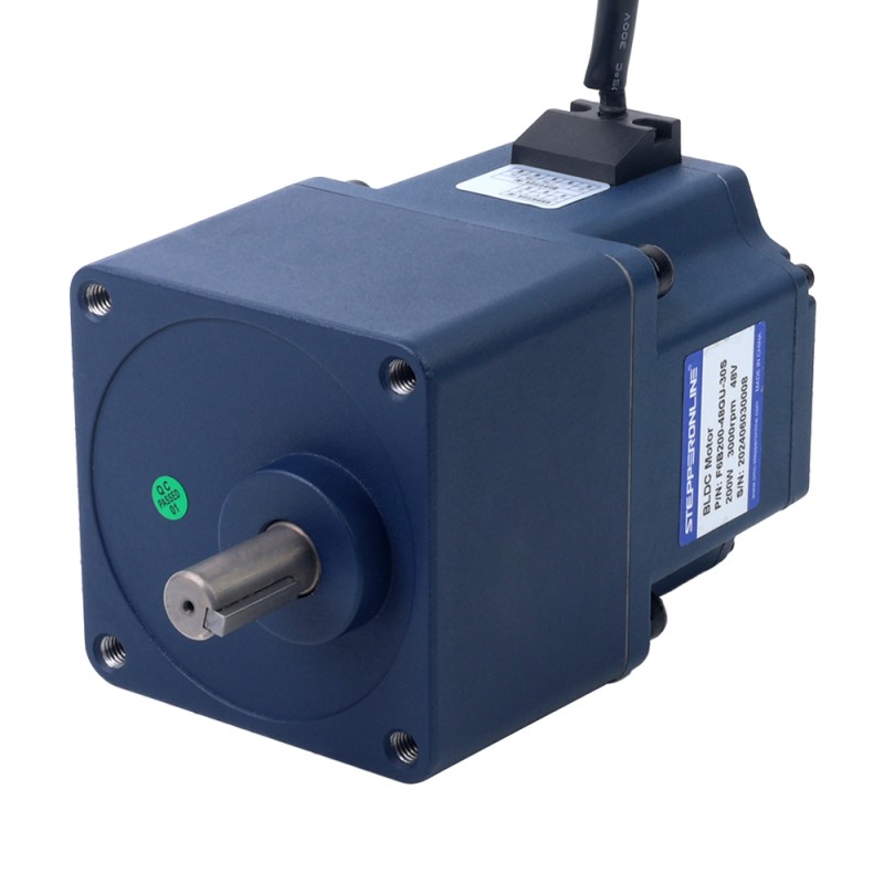 48V 200W 150RPM 기어박스가 있는 브러시리스 DC 모터 8.40Nm(1189.54oz.in) 20:1 스퍼 기어박스 - F6B200-48GU-30S/6GU20K | StepperOnline