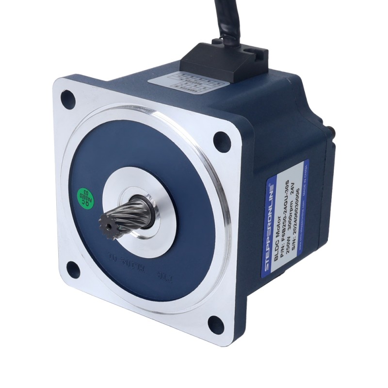 24V 250W 15RPM 기어박스가 있는 브러시리스 DC 모터 40.00Nm(5664.48oz.in) 200:1 스퍼 기어박스 - F6B250-24GU-30S/6GU200K | StepperOnline