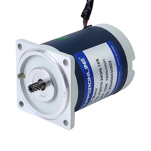 브러시형 24V 10W 0.43Nm(60.89oz.in) 180RPM 10:1 스퍼 기어박스 DC 기어 모터 포함 - F2D10-24GN-18S/2GN10K | StepperOnline