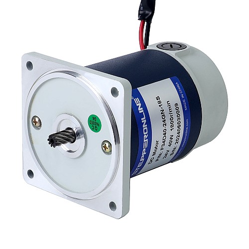 브러시형 24V 40W 2.14Nm(303.05oz.in) 90RPM 20:1 스퍼 기어박스 DC 기어 모터 포함 - F34D40-24GN-18S/4GN20K | StepperOnline