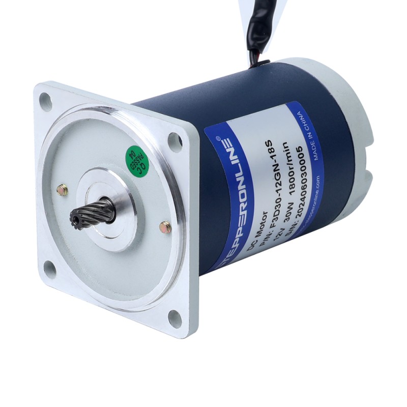 브러시형 12V 30W 1.07Nm(151.52oz.in) 180RPM 10:1 스퍼 기어박스 DC 기어 모터 포함 - F3D30-12GN-18S/3GN10K | StepperOnline