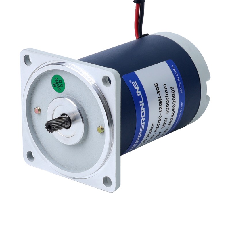 브러시형 12V 30W 5.00Nm(708.06oz.in) 30RPM 100:1 스퍼 기어박스 DC 기어 모터 포함 - F3D30-12GN-30S/3GN100K | StepperOnline