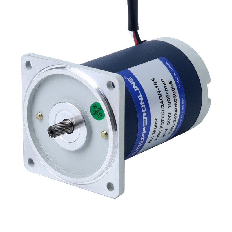 브러시형 24V 30W 2.89Nm(409.26oz.in) 60RPM 30:1 스퍼 기어박스 DC 기어 모터 포함 - F3D30-24GN-18S/3GN30K | StepperOnline
