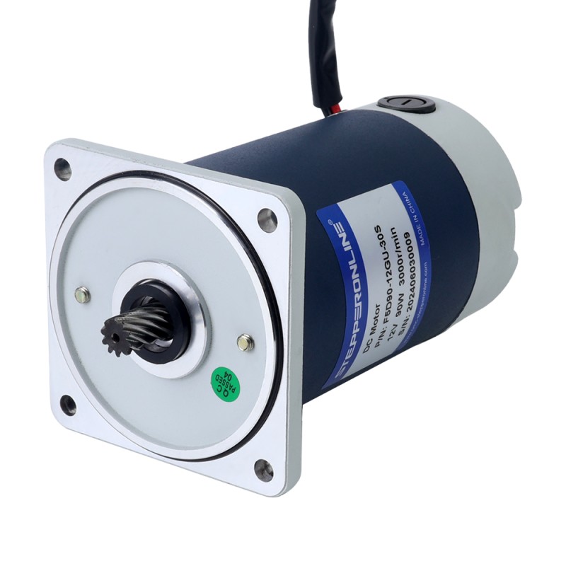 브러시형 12V 90W 16.89Nm(2391.82oz.in) 30RPM 100:1 스퍼 기어박스 DC 기어 모터 포함 - F5D90-12GU-30S/5GU100KB | StepperOnline