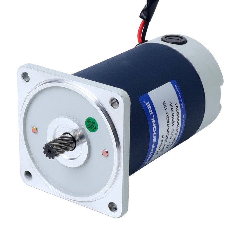 브러시형 24V 90W 20.00Nm(2832.23oz.in) 9RPM 200:1 스퍼 기어박스 DC 기어 모터 포함 - F5D90-24GU-18S/5GU200KB | StepperOnline
