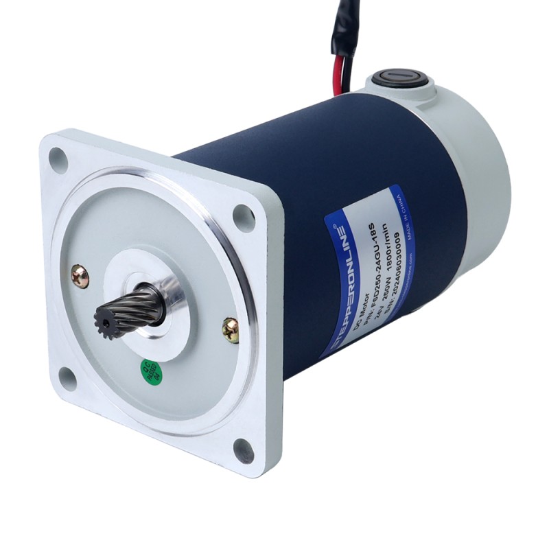 브러시형 24V 250W 10.74Nm(1520.91oz.in) 180RPM 10:1 스퍼 기어박스 DC 기어 모터 포함 - F6D250-24GU-18S/6GU10K | StepperOnline