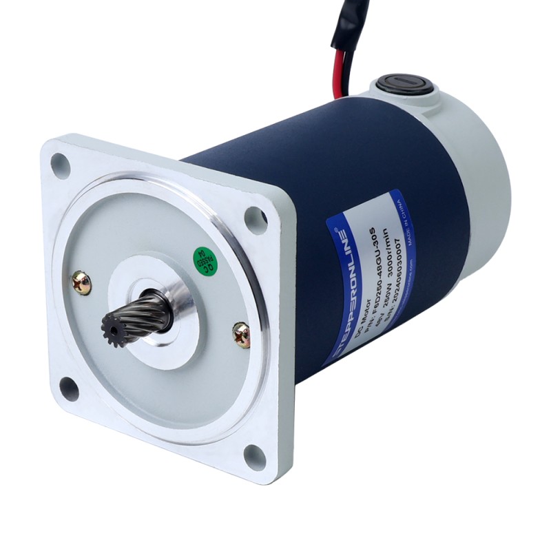 브러시형 48V 250W 26.10Nm(3696.06oz.in) 60RPM 50:1 스퍼 기어박스 DC 기어 모터 포함 - F6D250-48GU-30S/6GU50K | StepperOnline