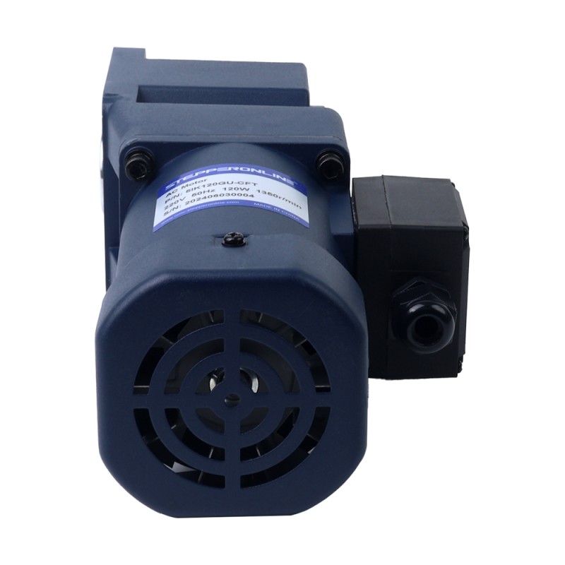 120W 220VAC 50Hz 7.5RPM 40.00Nm(5664.47oz.in) 플랜지 90mm 직각 기어박스 중공축 단상 AC 유도 전동기 - 5IK120GU-CFT/5GU180RC | StepperOnline