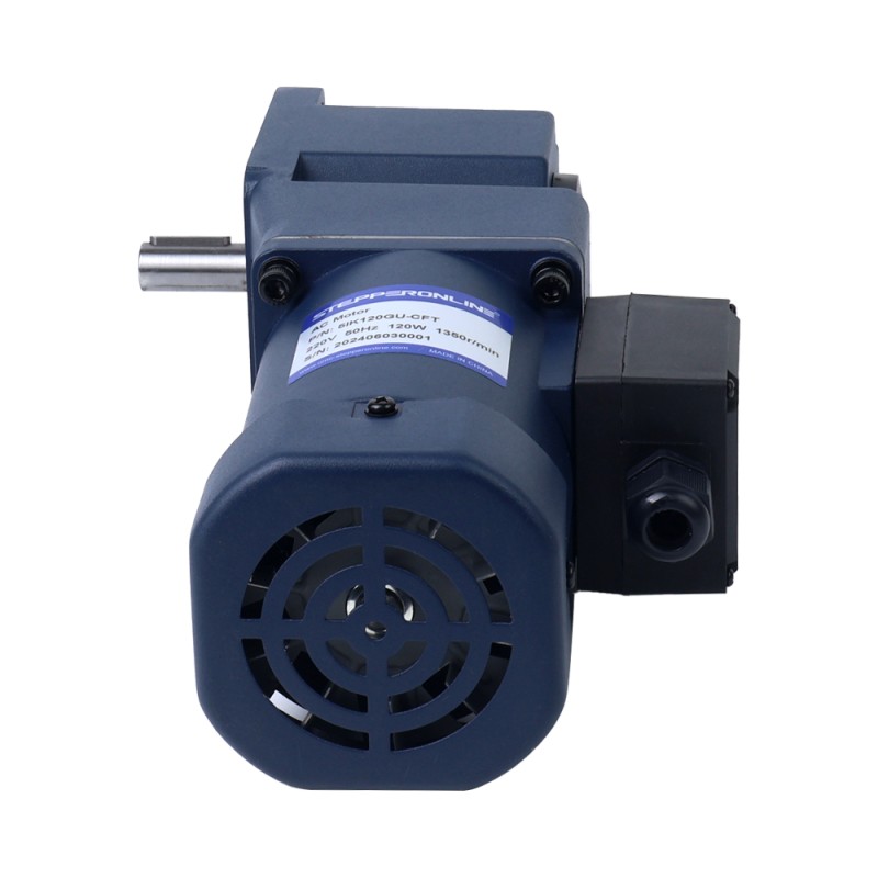 120W 220VAC 50Hz 13.5RPM 40.00Nm(5664.47oz.in) 플랜지 90mm 직각 기어박스 키 홈 샤프트 단상 AC 유도 전동기 - 5IK120GU-CFT/5GU100RT | StepperOnline