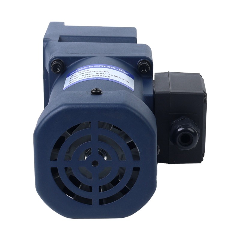 단상 110VAC 90W 50Hz 플랜지 90mm 기어비 15:1 직각 기어박스 AC 유도 전동기 90W 220VAC 50Hz 90RPM 7.00Nm(991.28oz.in) 플랜지 90mm 직각 기어박스 중공축 단상 AC 유도 전동기 - 5IK90GU-CFT/5GU15RC | StepperOnline