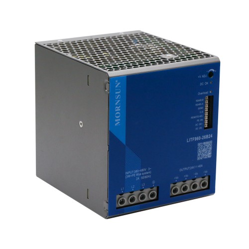 960W 24V 40.0A 3x320-600VAC/450-800VDC DIN 레일 PFC 기능을 갖춘 스위칭 전원 공급 장치