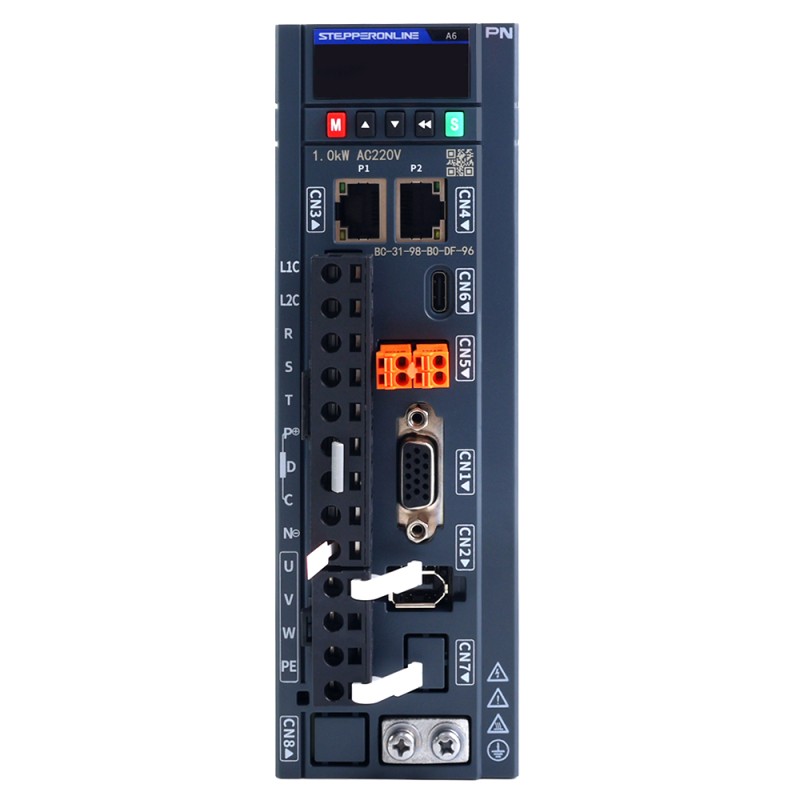 A6 시리즈 1000W STO Safe Torque Off PROFINET AC 서보 모터 키트 3000rpm 3.18Nm 브레이크 포함 17비트 절대 인코더 IP67 - A6-PN1000H2B1-M17-STO | StepperOnline
