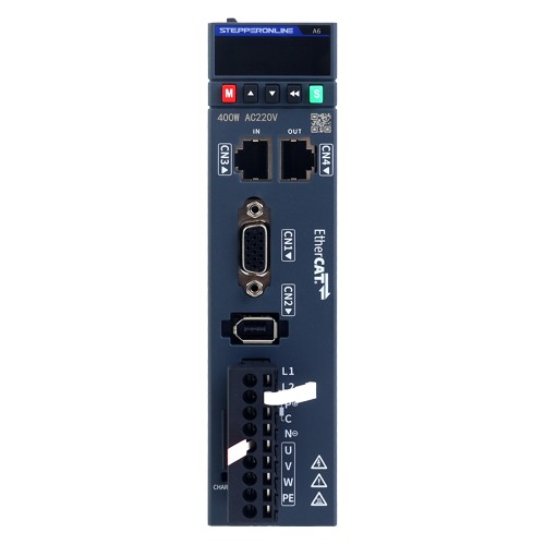 A6 시리즈 400W EtherCAT AC 서보 모터 키트 3000rpm 1.27Nm 17비트 절대 인코더 IP67 - A6-EC400H2A1-M17 | StepperOnline