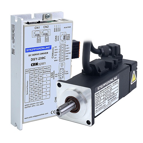 DSY 시리즈 100W CANopen DC 서보 모터 24-70VDC 0.318Nm 브레이크 포함 3000rpm 17-비트 증분형 엔코더 IP65 - DSY-C100L2B2-M17S | StepperOnline
