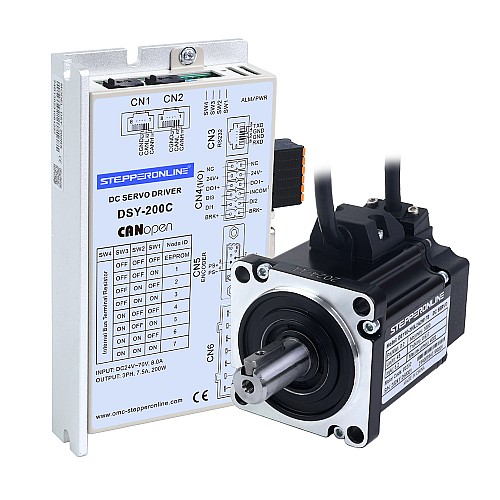 DSY 시리즈 200W CANopen DC 서보 모터 24-70VDC 0.637Nm 3000rpm 17-비트 증분형 엔코더 IP65 - DSY-C200L2A2-M17S | StepperOnline