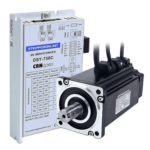 DSY 시리즈 750W CANopen DC 서보 모터 24-70VDC 2.39Nm 브레이크 포함 3000rpm 17-비트 증분형 엔코더 IP65 - DSY-C750L2B2-M17S | StepperOnline