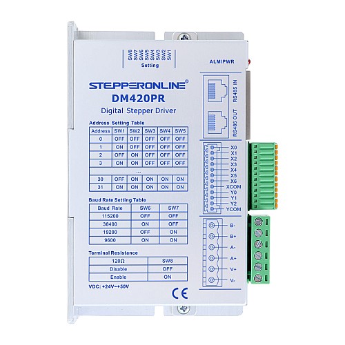 Y 시리즈 Modbus RS485 스테퍼 모터 드라이버 0-2.0A 24-50VDC Nema 11/14/17 스테퍼 모터용 - DM420PR | StepperOnline